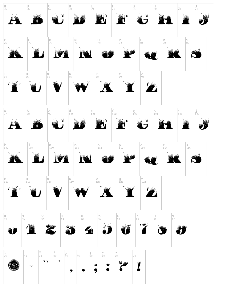 Pucha Dawn font map